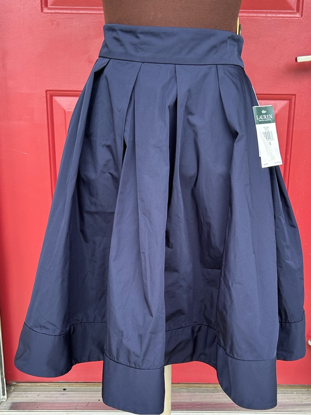 NWT RALPH LAUREN EVENING s10 Navy Full Pleated A-Line taffeta Skirt-retail $148
